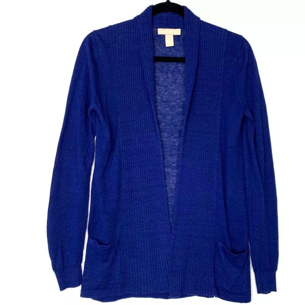 Banana Republic Cardigan Women Linen Open Rib Pocket Sweater Size Small